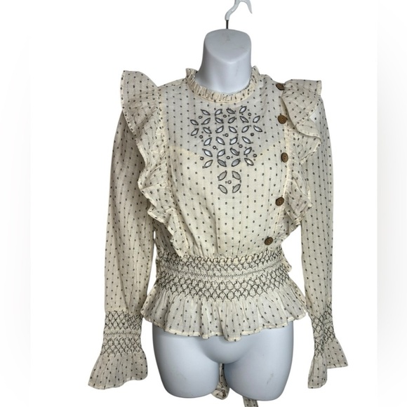 Rahi Cali Whimsy Ventura Victorian Embroidered Open Back Cotton Top Small - Picture 13 of 14